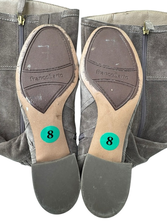 Franco Sarto Knee-High Suede Block Heel Boots in Taupe - Picture 5 of 5